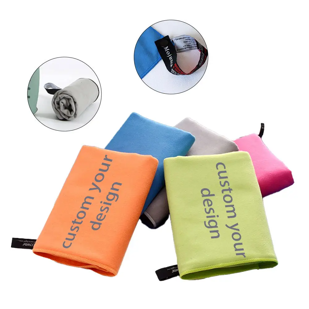 Custom Light Weight Quick Drying Microfiber Towel Portable Travel Towel Outdoor Camping Gym Towel With Silicone Case