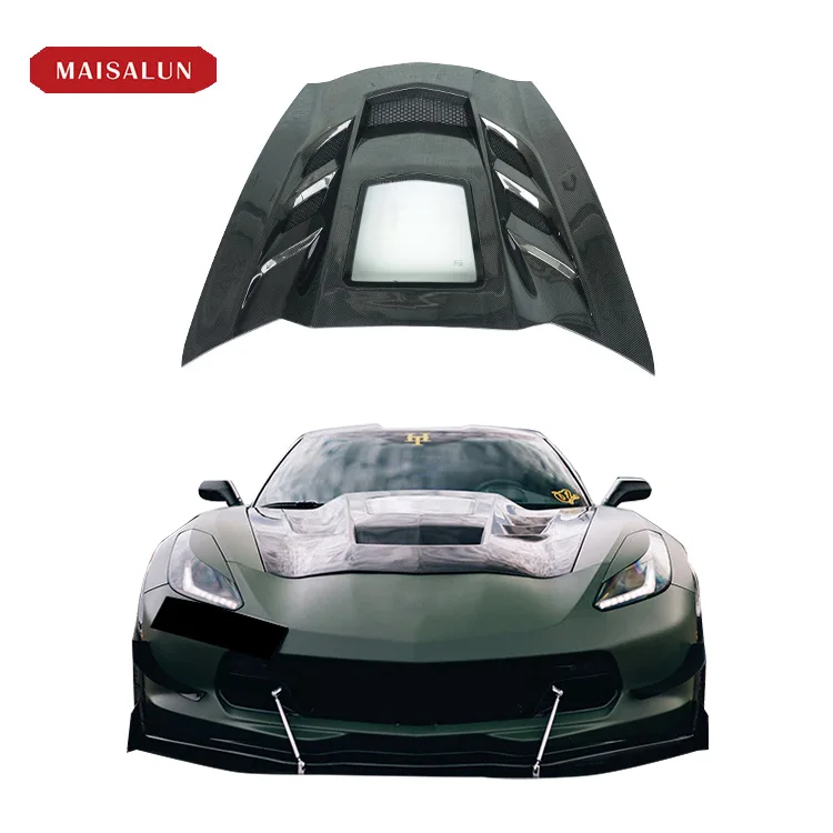 Hood Designed Carbon Fiber Front Hood Engine for Chevrolet Corvette C7 Z06 Z07 2013 Engine Cover