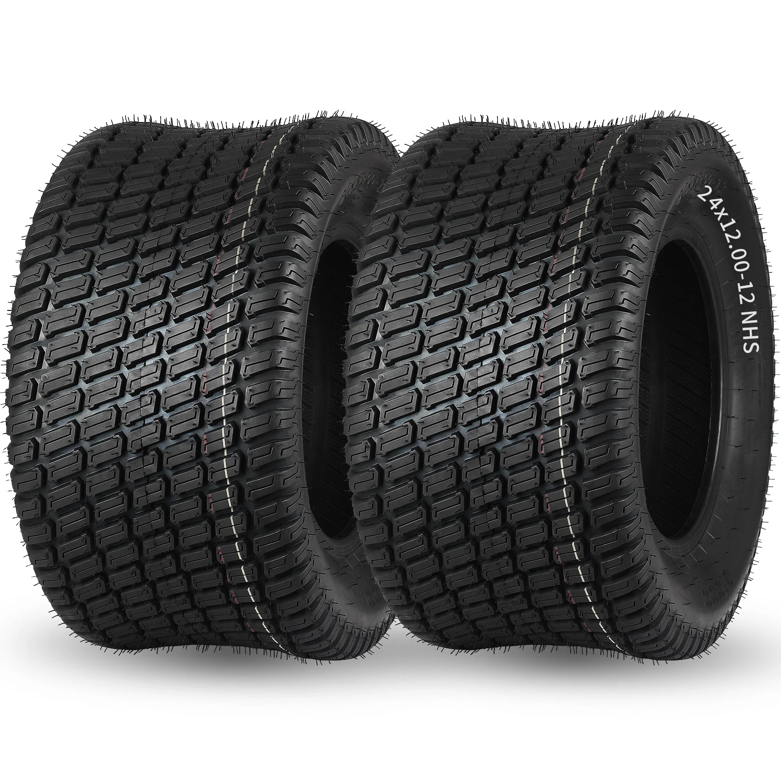 24 x 12.00-12 Turf-S Pattern Lawn Mower Tire, 24x12-12 for Tractor Riding Lawnmowers, 4 Ply