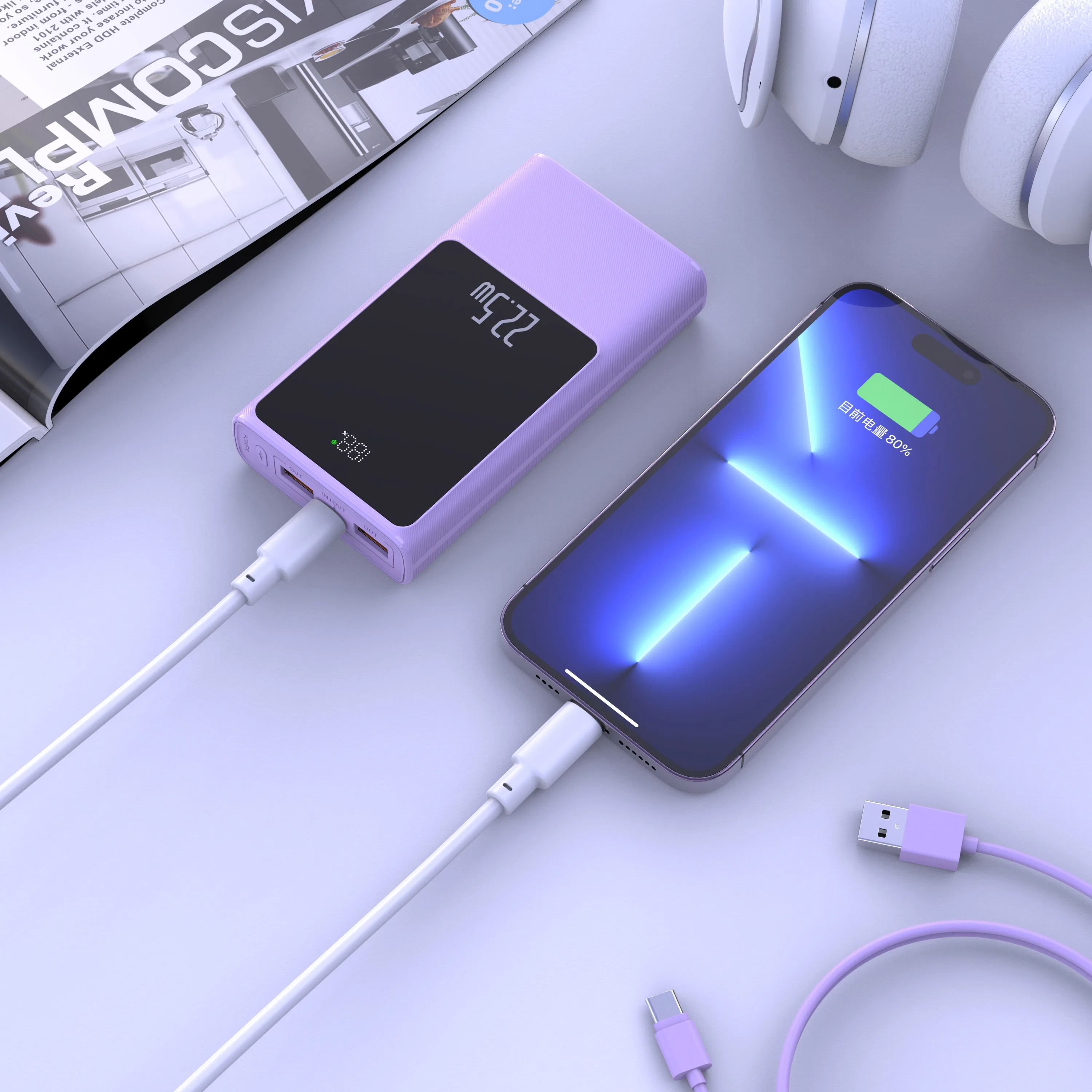 20000mah Usbc Pd20w Quick Charger Power Bank Portable 22.5w Dual Usb