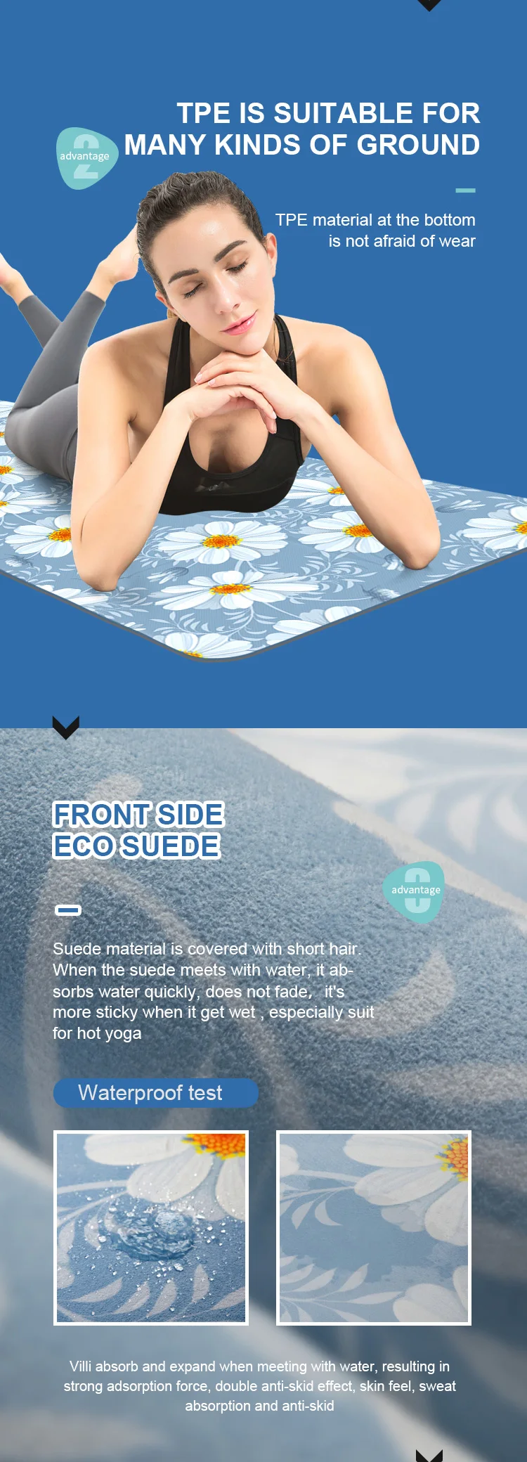 Wholesale Custom Fit Design Eco Friendly 6mm Tpe Suede Yoga Mat