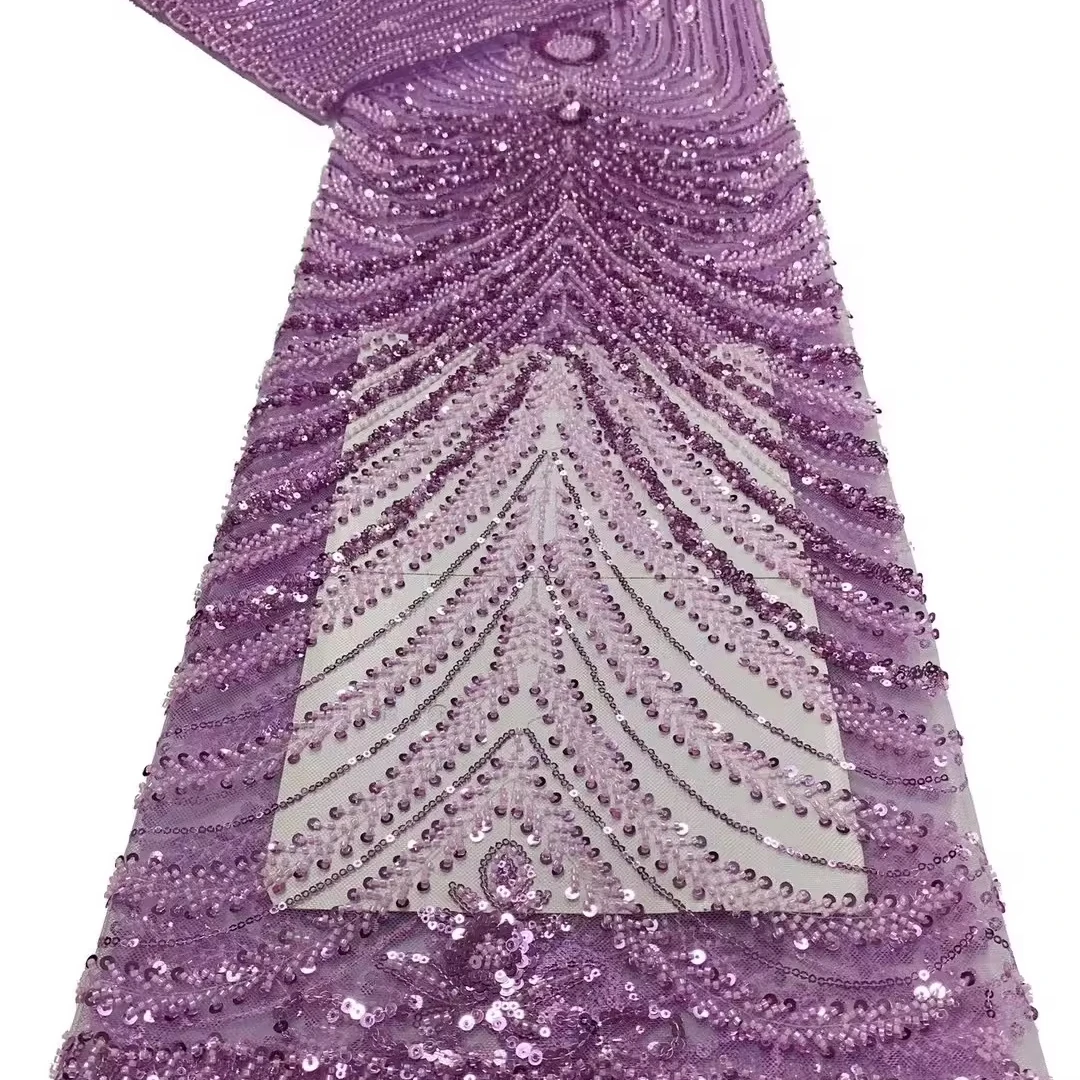 HY2946 African New Sparkle 3d Beaded Sequins Lace Fabric for