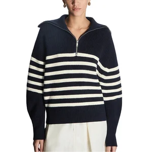 Women's  Casual Pullover Winter Autumn Fashion Hot Zipper Breathable Wholesale Knit Pullover for Women