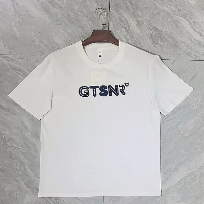☆関税込☆ ★Logo Crew Neck Short Sleeve T-Shirt Oversized T Shirts Women Crew Neck Half Sleeve Drop Shoulder