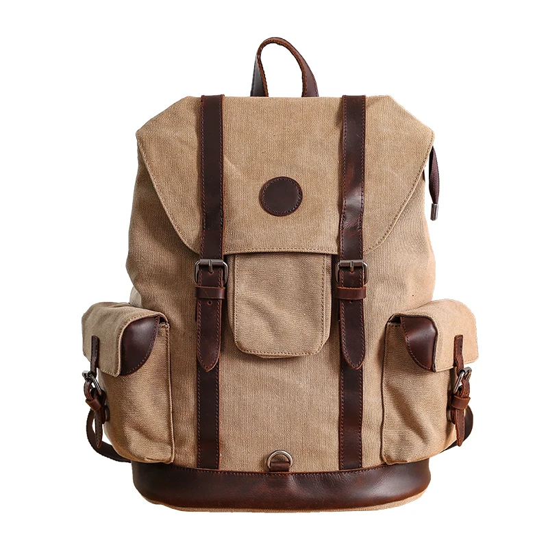 canvas school bag laptop backpack pocket multifunctional  mountaineering bag for men travel waterproof rucksack