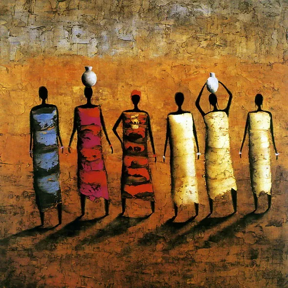 African Abstract Dancing People Canvas Printing Wall Art Home Decor Custom Oil Painting Handmade Wall Art