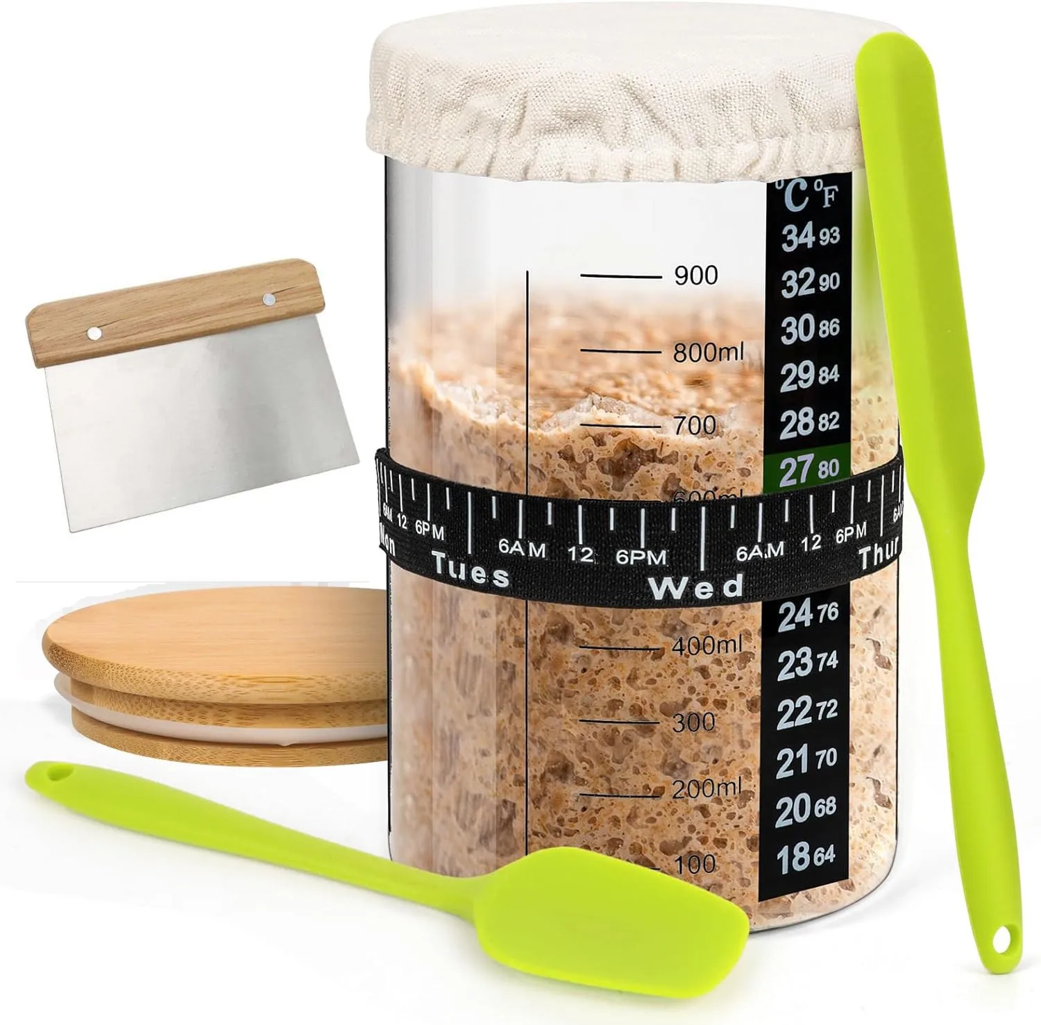 Sourdough Starter Jar Bread Proofing Baskets Easy Cleaning Sourdough