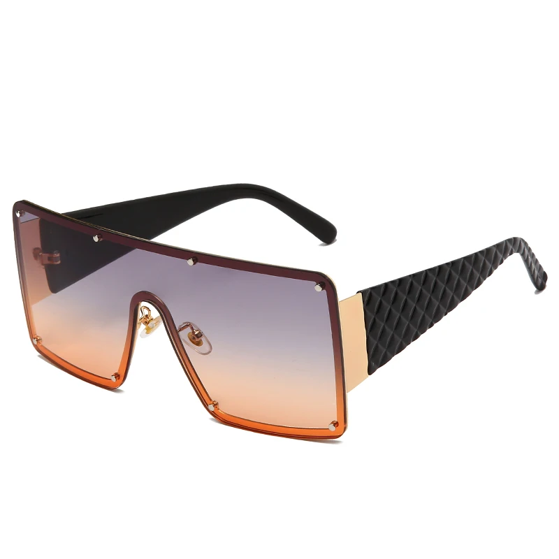 NWOGLSS 58287 Colorful Metal Square Oversized Fashion Conjoined Sunglasses aperçu 10