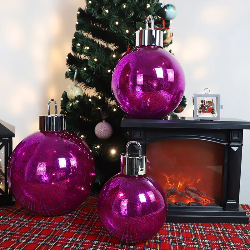 2022 new arrival 100 150 200 mm mercury glass set of 3 big Christmas LED light glass ball large globe home decoration for sale