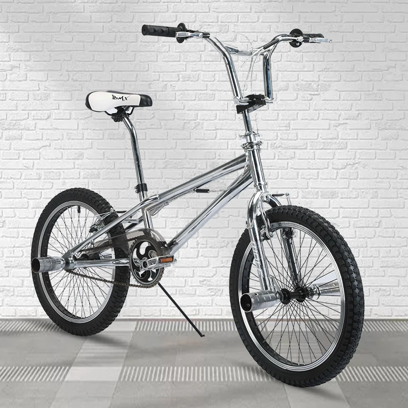 ホワイト BMX 20インチ シングルスピード　自転車 Pengchi工場卸売20インチ自転車高炭素鋼メッキフレーム自転車