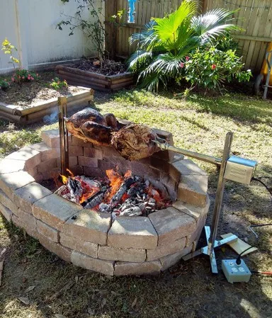 Height Adjustable Stainless Steel Portable Tripod BBQ Rotisserie