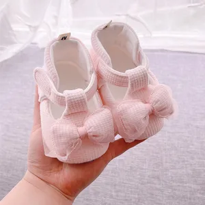 0-1 Year Toddler Soft White Princess Shoes Bow Newborn Girl Shoes Anti Slip Canvas Soft Sole Baby Prewalker Shoes