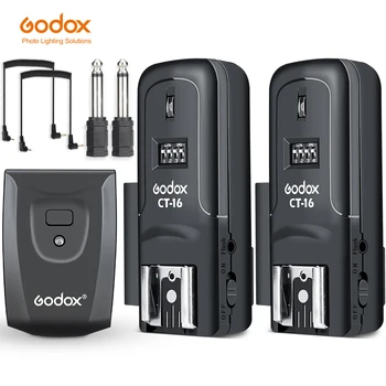Godox CT-16 16 Channels Wireless Radio Flash Trigger Transmitter + 2x Receiver Set for Canon Nikon Pentax Studio Speedlite Flash