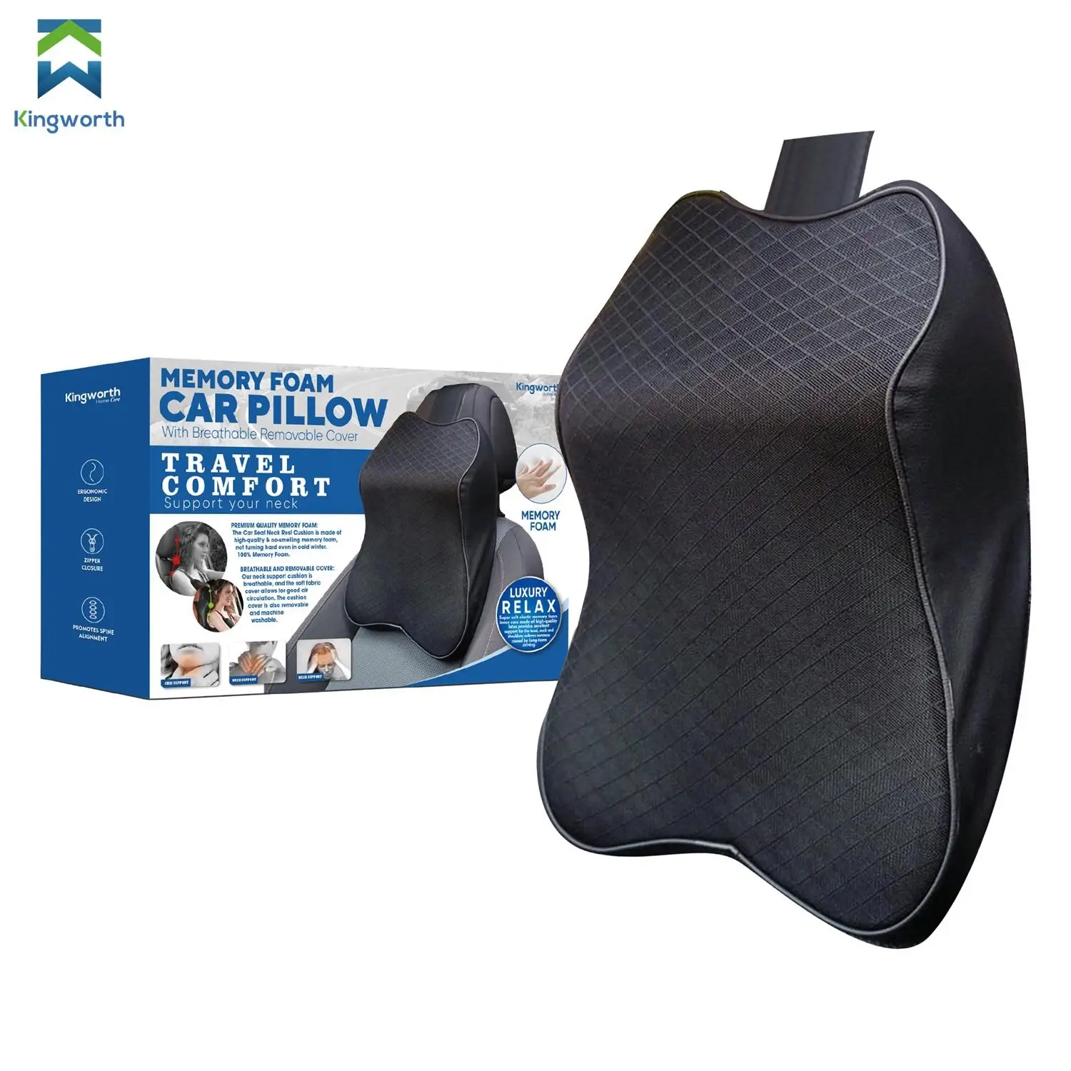 Designer Headrest Car Neck Head Pillow Cushion Set Driver Memory Foam Seat Headrest Seat Travel Lumbar Support Pillows for Car