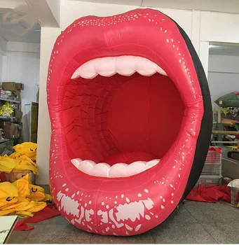3m Giant inflatable red lips mouth model customized inflatable night club decoration for sale