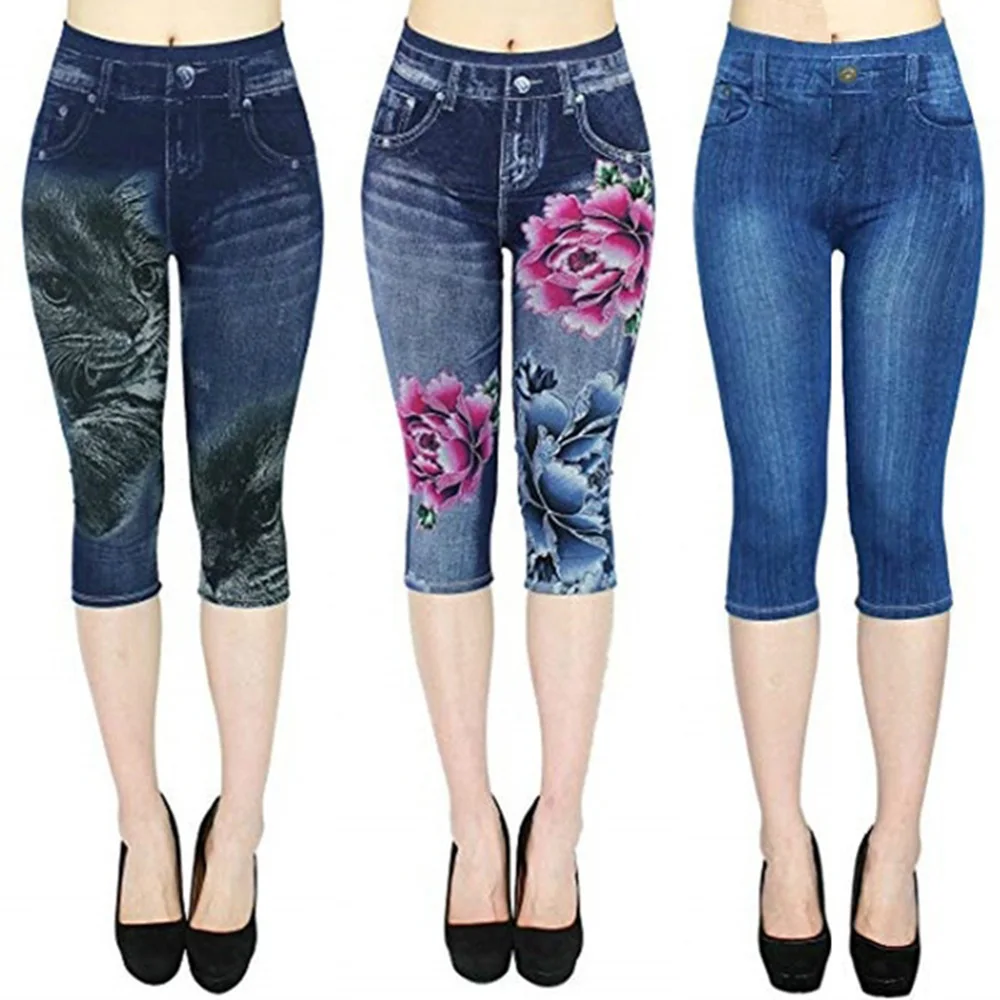 Denim Leggings Cropped Pants 
