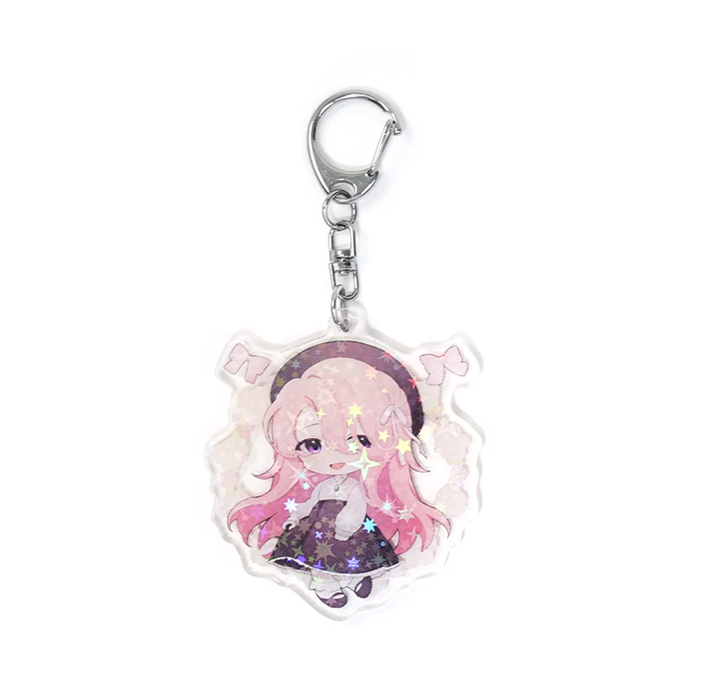 Double Sided Printing Holographic holo rainbow Acrylic Charm Anime Game Peripheral Kawaii Key Pendant