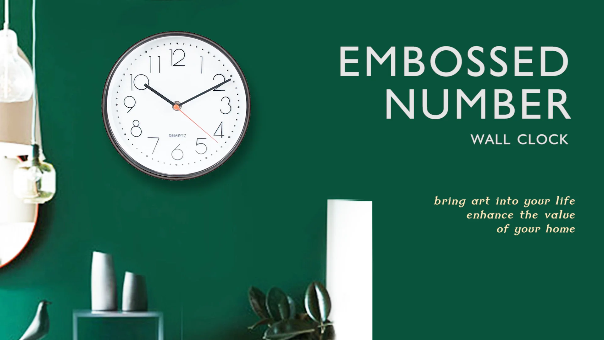 8 Inch Plastic 3d Embossed Number Modern Creative Cheap Silent Clock