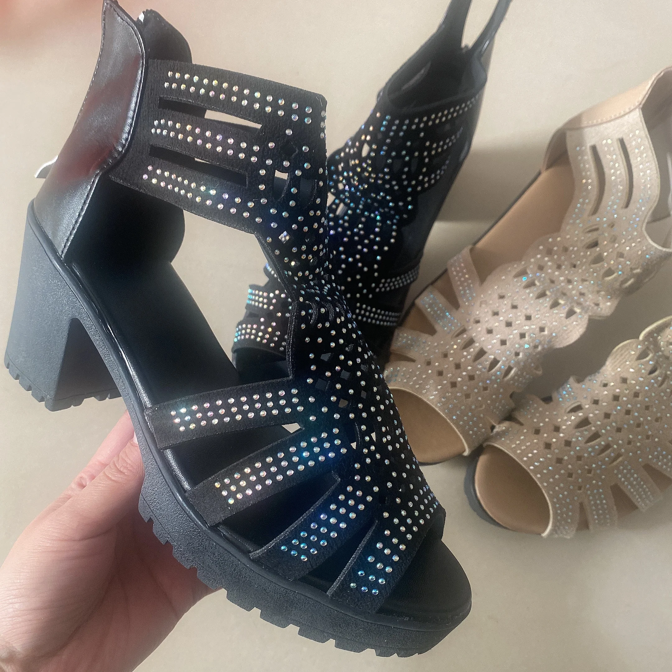 Sandalias de plataforma para mujer, tacón alto grueso, tacones con