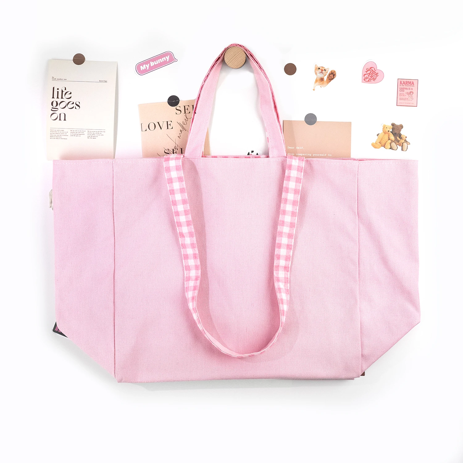 Wholesale Double Handle Heavy Duty extra Large pink Cotton Bag Canvas Shopping Tote Bags with Custom Printed logo