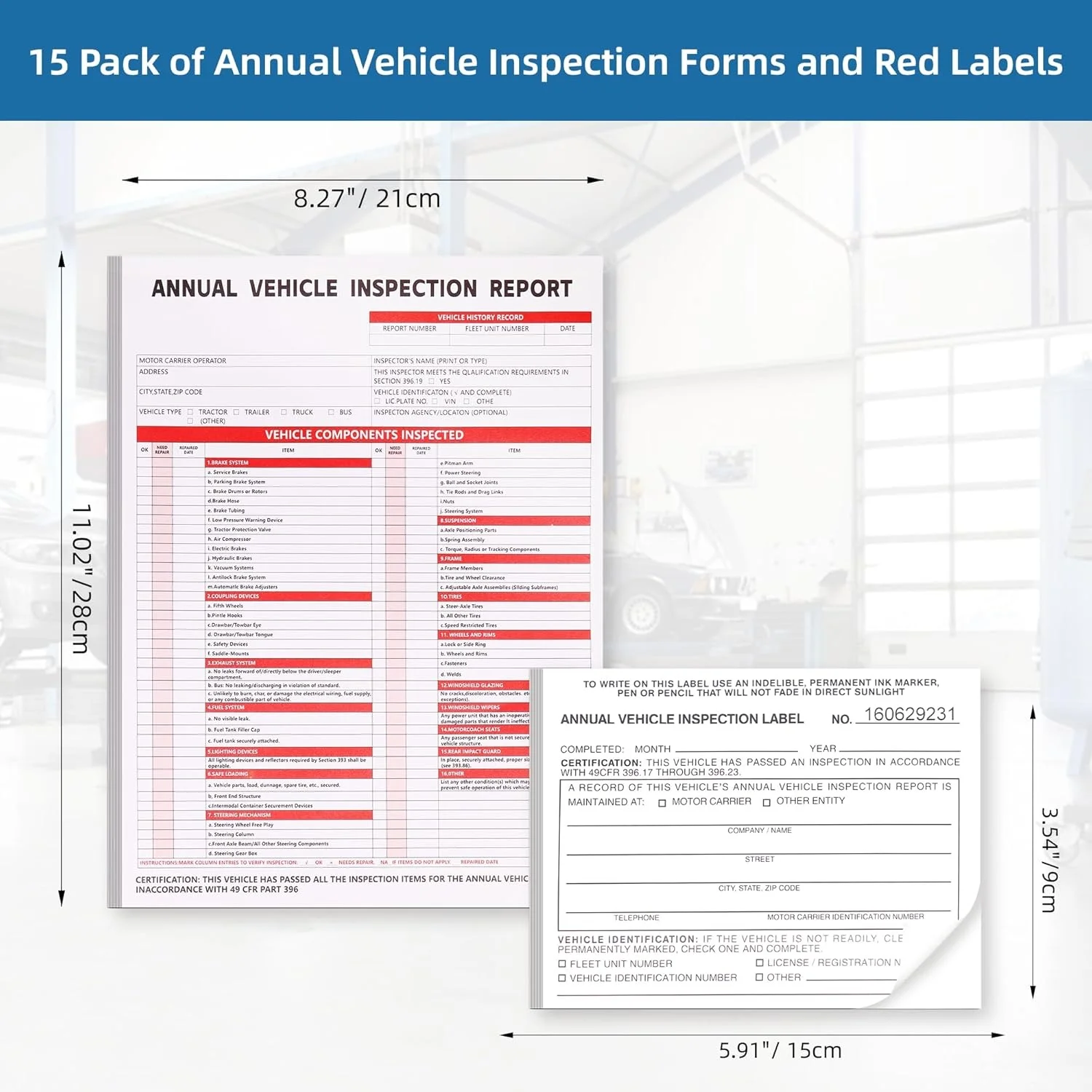 Pcv60 Inspection Form Annual Vehicle Inspection Report Form 3-Ply Carbonless Form and ...