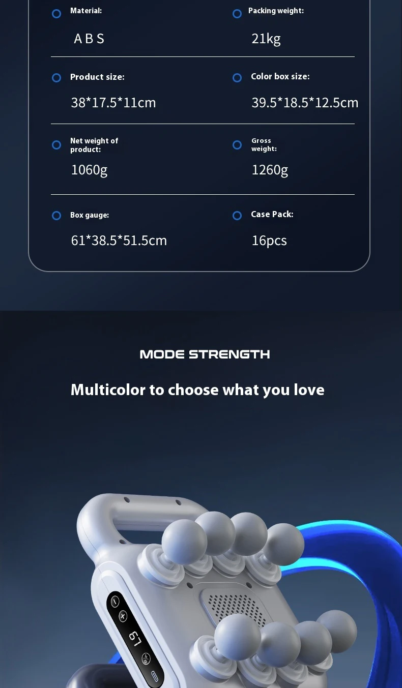 8-Head Liquid Crystal Fascia Gun Hot Compress Massager Deep Percussion Massage Whole Body Muscles Relaxing Waist Back Muscles