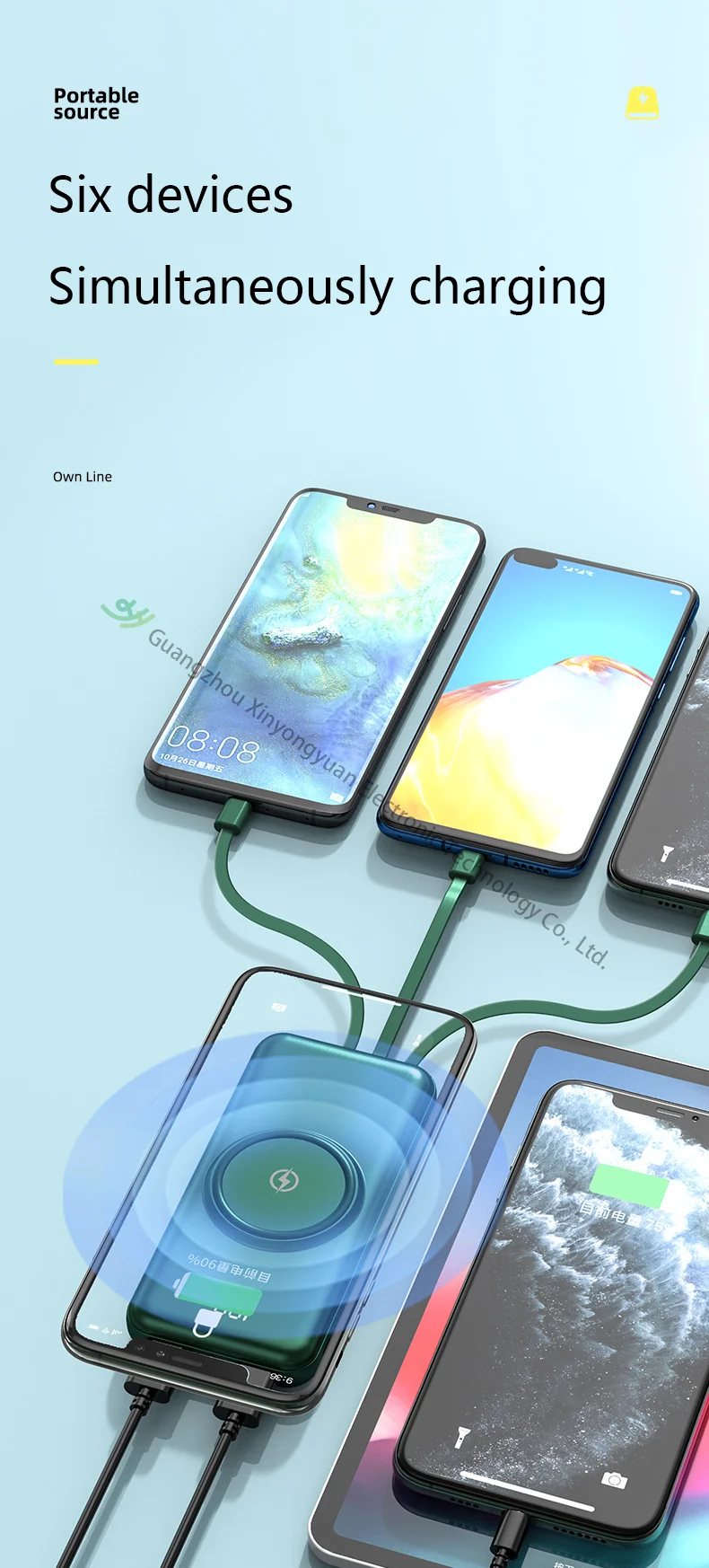 Wireless Power Bank with Cable and 10000 Mah Big Capacity Quick Charge