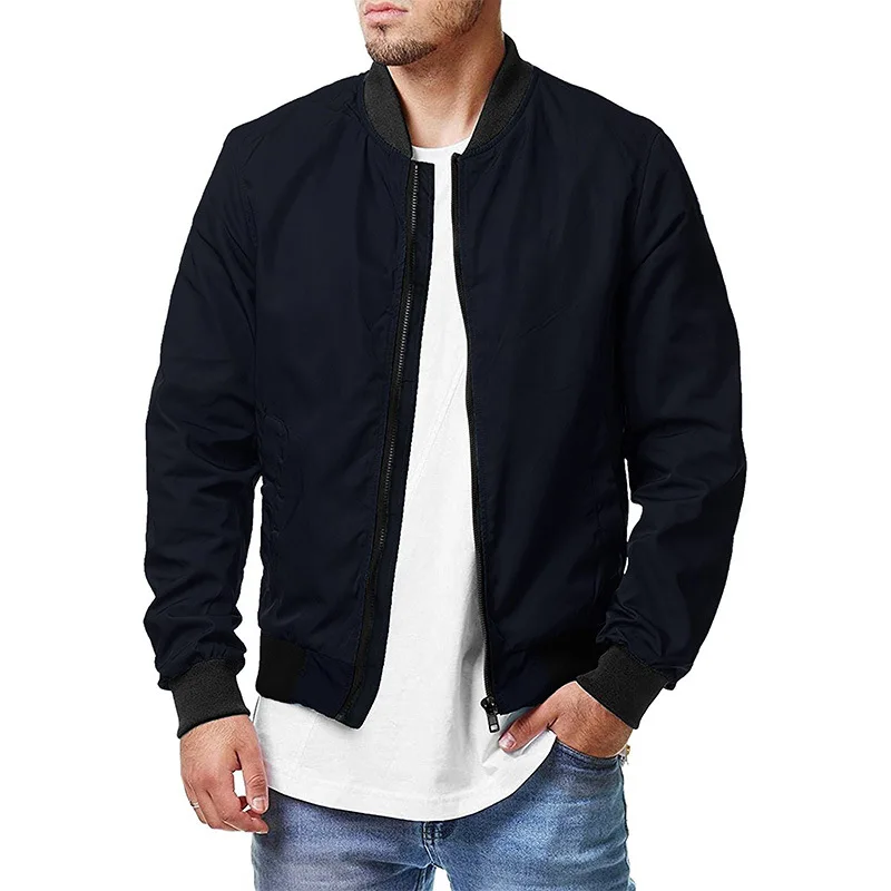 New Autumn Men's High Quality Bomber Zipper Jacket Plus Size Solid Color Streetwear Slim Fit Running Jackets_voghion.com