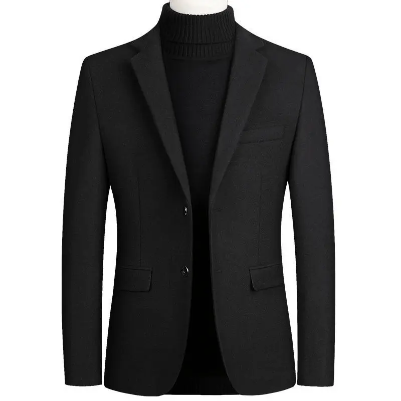 Autumn and Winter woolen Slim Trench coat Thickened Men's Solid color Coat suit_voghion.com