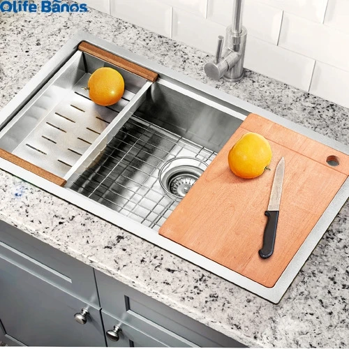 Olife Banos Black Gold Silver 750mm Single  Bowl Kitchen Sink Accessories 304 Stainless Steel Single Kitchen Sinks