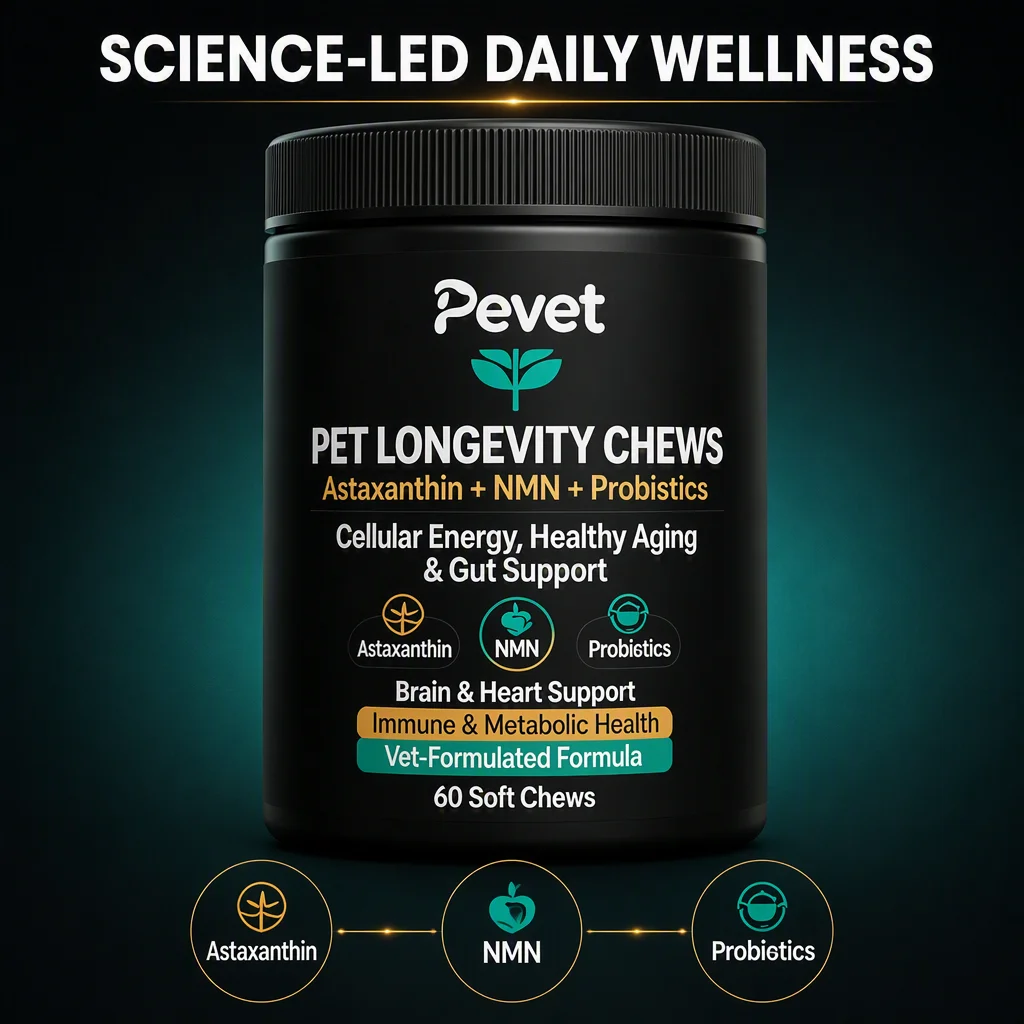 Pevet Pet Aging & Wellness Supplement Astaxanthin NMN Supports Vitality Antioxidant & Gut Health OEM/ODM Pet Supplement