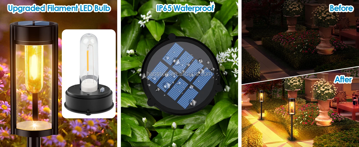 Hsx Outdoor Ip65 Waterproof Solar Landscape Lights Pathway Courtyard Smart Patio Decor Led Solar