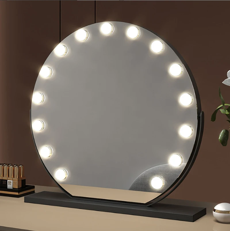 Smart Round Makeup Mirror with 14 Light Bulbs and LED Vanity Mirror for Modern Dressing Room 1