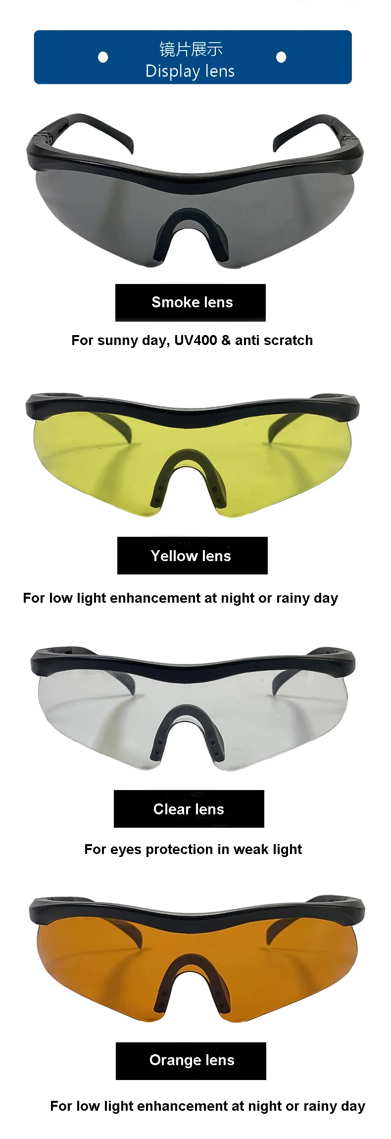 FOCUHUNTER Tactical Airsoft Glasses With 3 Interchangeable Lens, UV400