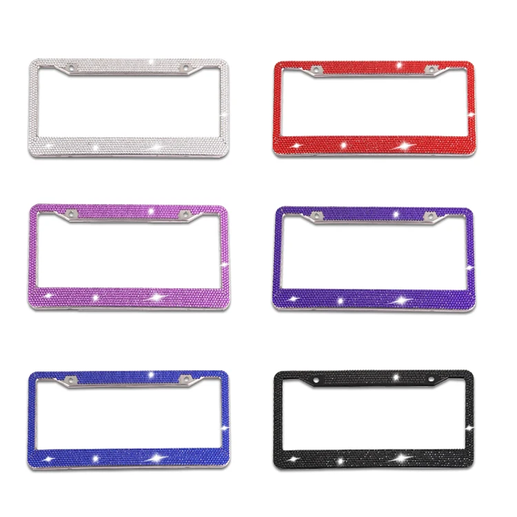 Bling License Plate Holder Sparkly 2 Holes Universal Stainless Steel License Plate Frame for US Cars manufacture