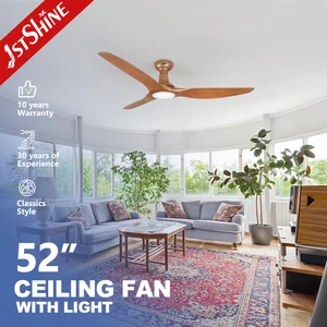 1stshine LED Ceiling Fan Wood Grain ABS Blades High Speed Flush Mounted Ceiling Fan with Light