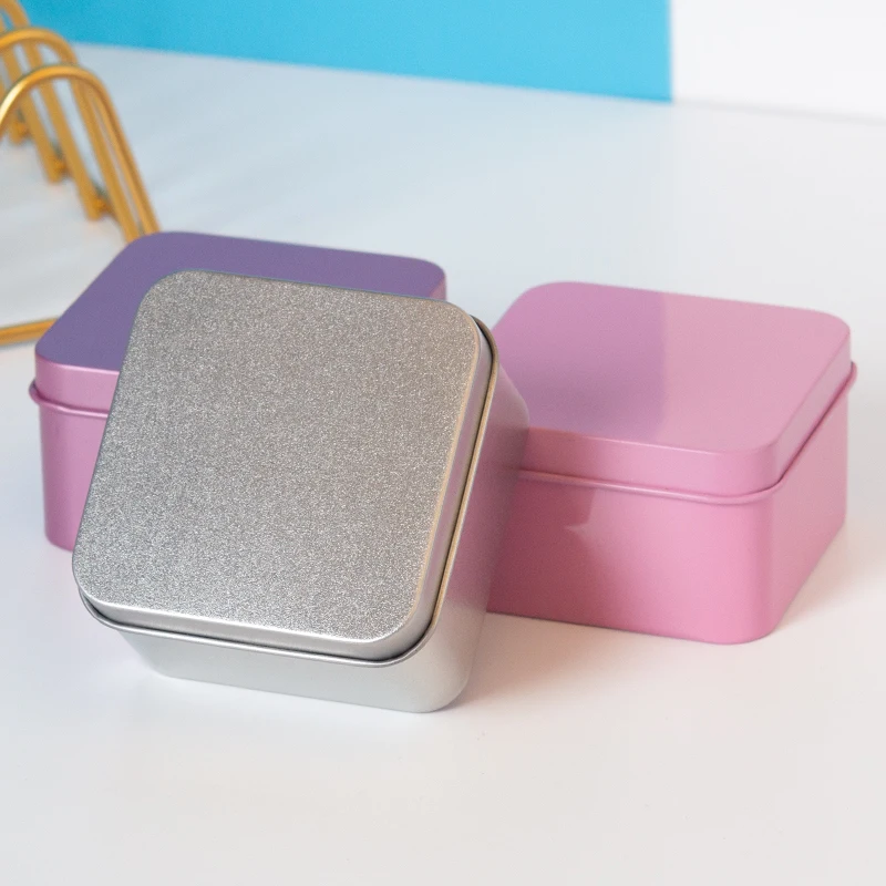 Mini Portable Square Metal Tin Box Solid Color for Gift Coffee Bean Storage Metal Tin Container