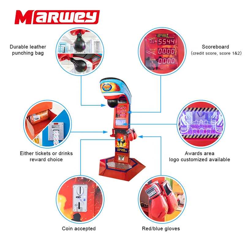 Big Punch Boxing Machine Coin Operated Redemption Arcade Game Machine King of the Hammer