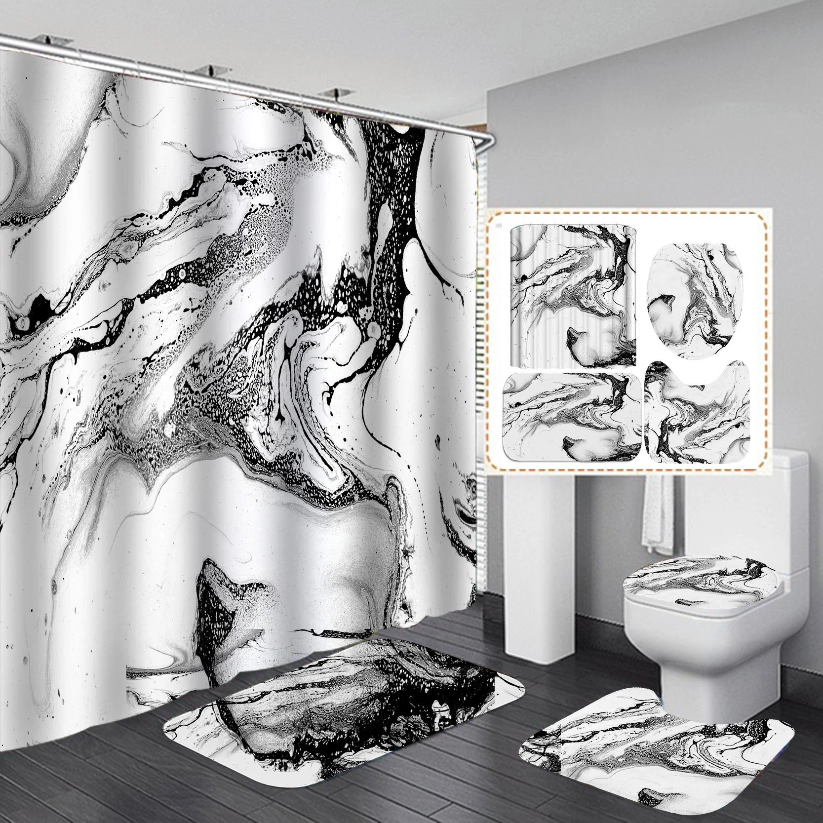 2020 New Modern Style Waterproof Fabric Material Shower Curtain