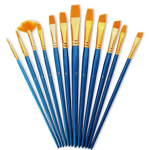 Clay O-Kinee Paint Brushes Black-A Ceramic Wood & Model Perfect for Painting Canvas 12 Pieces Artist Paint Brushes with 1 Palettes Acrylic Brush for Watercolor Acrylic & Oil Paintings 