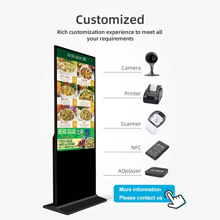 LCD Digital Display Screen for 43 49 55 65 Inch Touch Screen Kiosks for Elevator Exhibition Hall Hotel Lobby Advertising