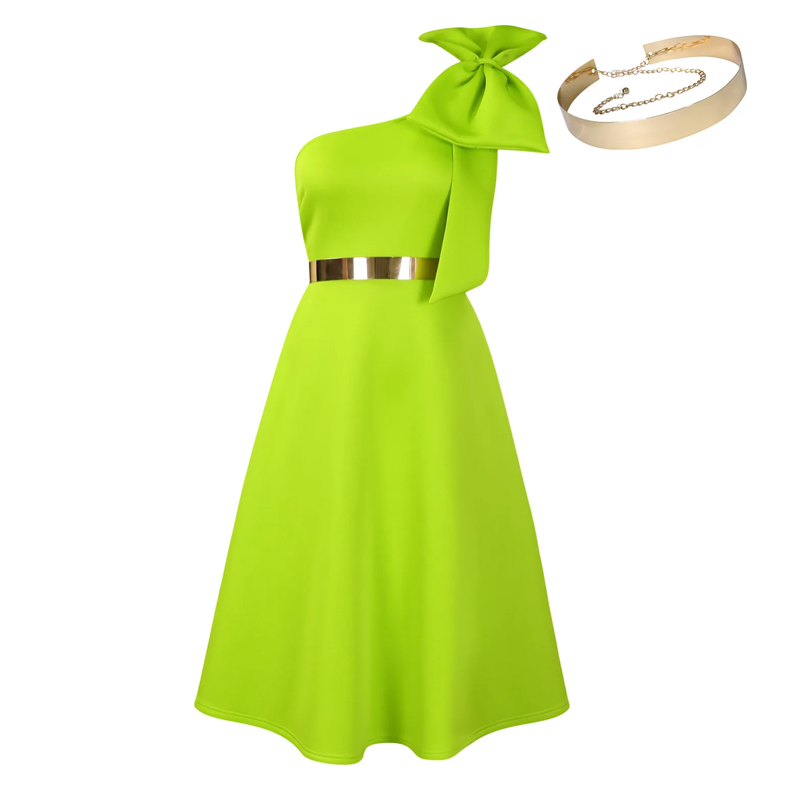 long sleeve one shoulder formal dress Emerald Green A-line Formal Dress One Shoulder Long Sleeve Prom Pagean –  Viniodress main image 1