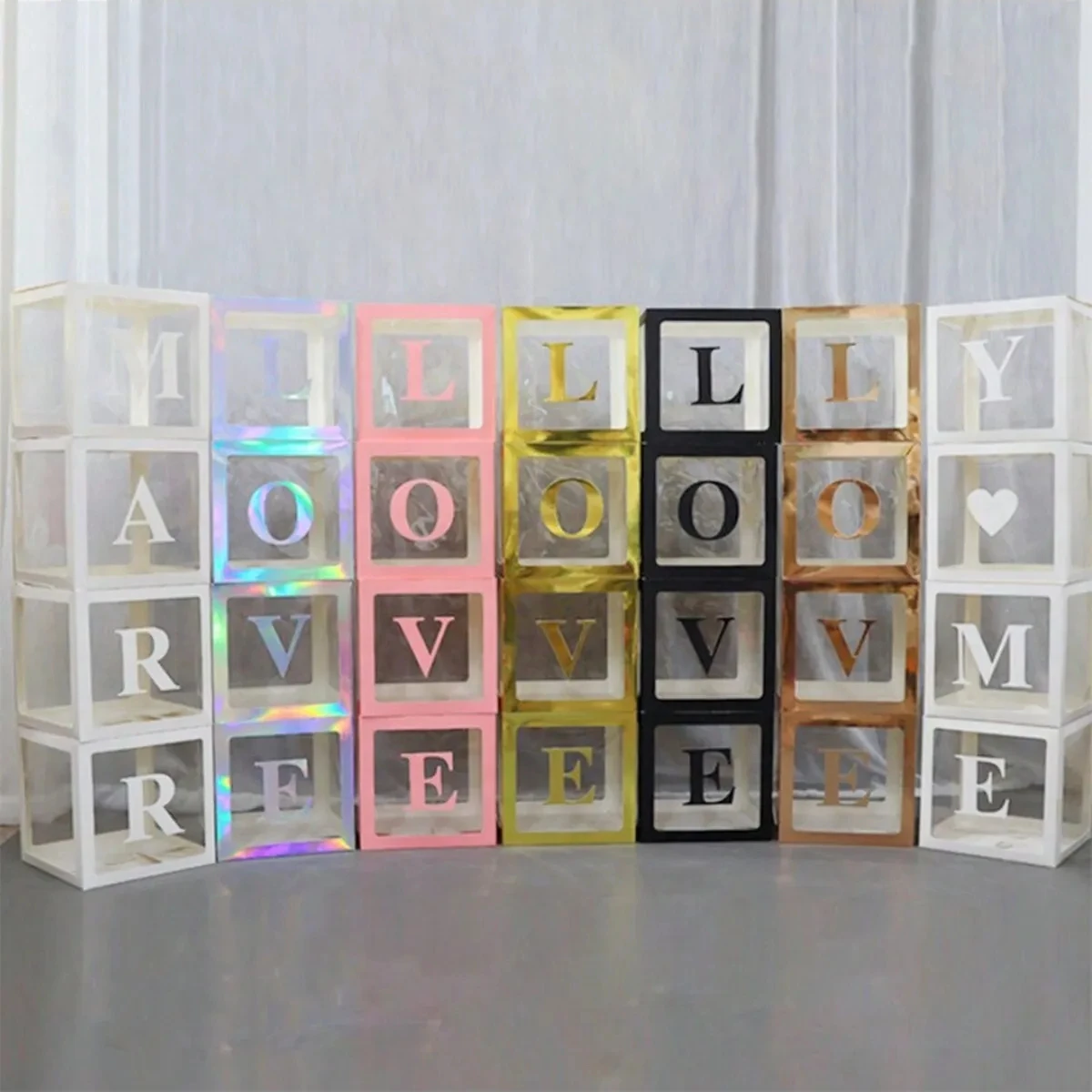 All Color 1pc  Transparent Paper Baby Shower Balloon Box for Boy Girl Christening Birthday Party Decoration Gift Idea
