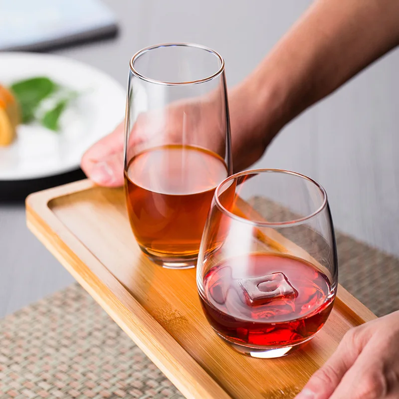 Custom Clear Stemless Egg-Shaped Red Wine Glass Cup Crystal Classic Vintage Minimalist Design Soda Lime Glass with Logo