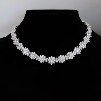 VANA Flower Heavy Wedding Engagement Women Necklaces Jewelry Sets Cubic Zirconia Luxury Silver S925 Wholesale Wedding Jewelry