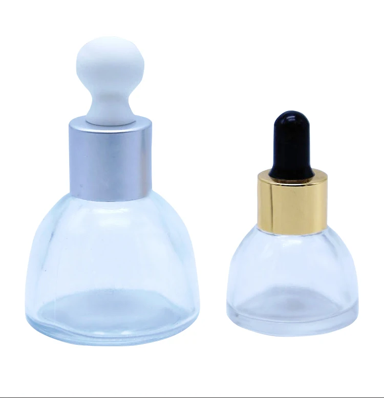 Portable 20ml 30ml 50ml Serum Essential Oil Dropper Bottles With UV Plating Cap