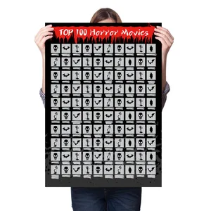 100 Horror Movies With Scratching Tool Bucket List Collection Halloween Gifts Scratch Off Poster