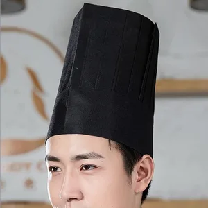 Disposableb Non-woven FabricBlack Chef Hat Unisex Accessories Special Kitchen Catering Work Hat High Hat Paper Hat Breathable