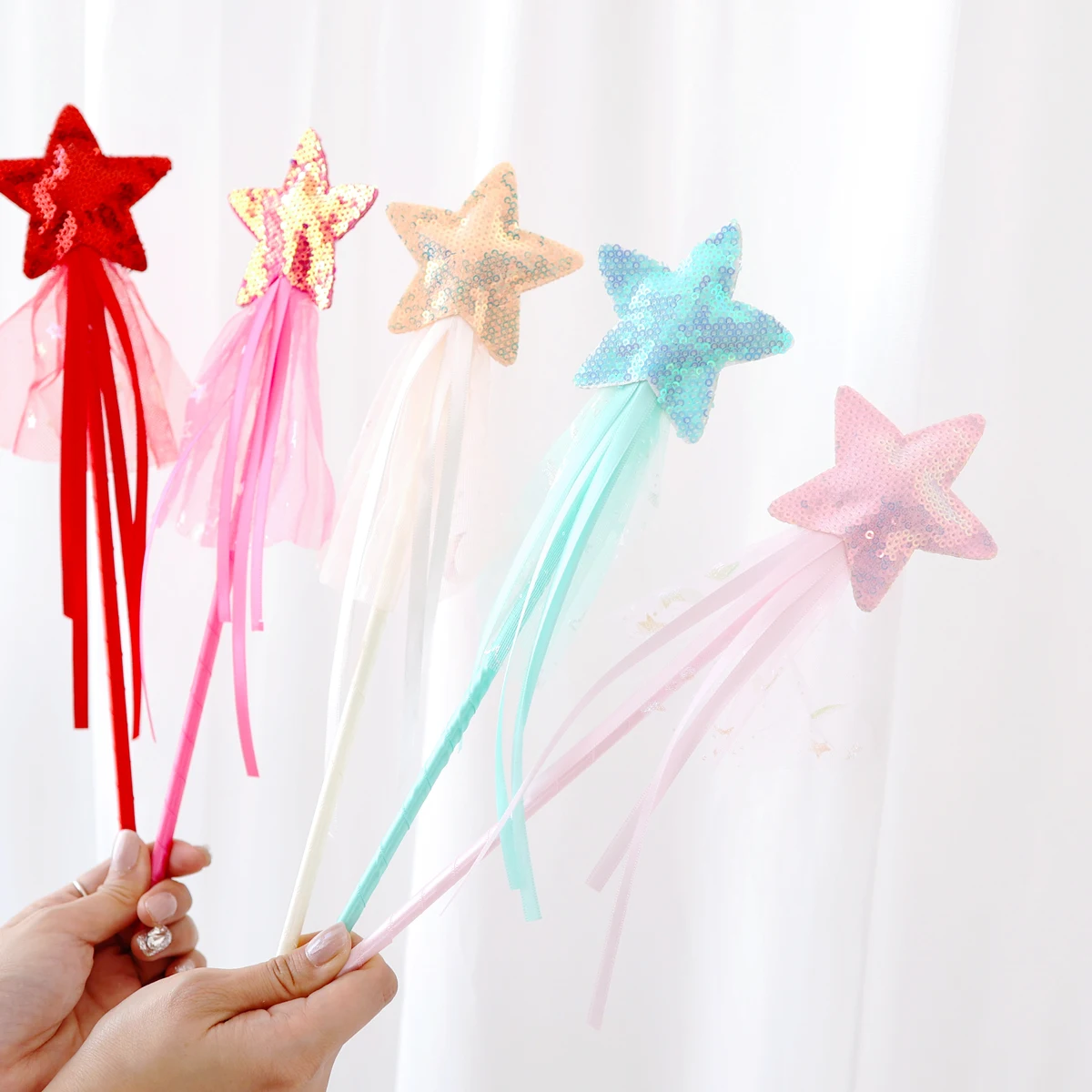 Kids Star Wands Princess Fairy Sequin Star Wands Plastic Baby Toy Stick ...