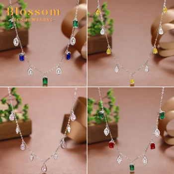 Blossom CS Jewelry Wholesale Clavicle Chain Quality Gemstones Zirconia 925 Sterling Silver Pendant Necklace Women's Fine Jewelry